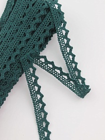 Кружево цв.зеленая морская волна, ш.10мм, хлопок-90%, п/э-10%, 10м, рис.075/33