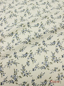 Плательный хлопок с микроворсом "Элиза-синие цветы на св.телесно-желтом", ш.1.45м, хлопок-100%