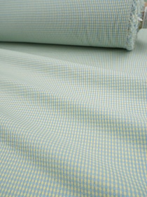 Пестроткань сорочечная "Клетка Мини" цв.св.лимонный/голубой, ш.1.45м, хлопок-100%, 110гр/м.кв