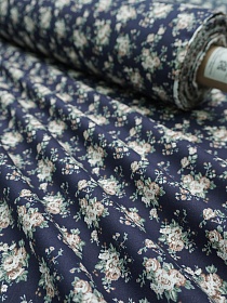 Импорт. хлопок "Бежевые розы на чернильно-фиолетовом", ш.1.45м, хлопок-100%, 100гр/м.кв