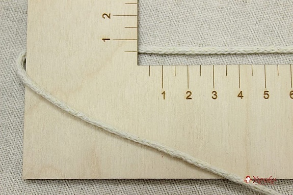 Шнур цв.молочный с оливковым оттенком, 3мм, хлопок-100%