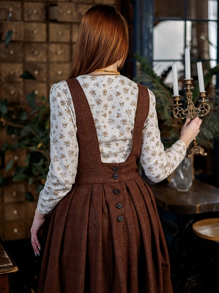 Сарафан из шерсти и рубашка из муслина премиум