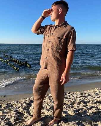 Костюм мужской из льна костюмного с эффектом мятости