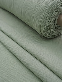 Муслин двухслойный с эффектом жатости цв.Морозная зелень, ш.1.4м, хлопок-100%, 110гр/м.кв