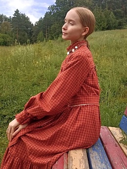 Платье из пестряди этнографической под домоткань