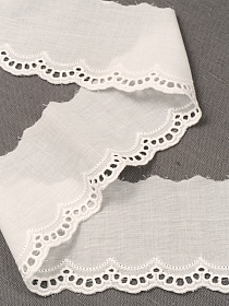 Шитье цв.молочно-белый (общая ширина 70мм, ширина вышивки 20мм) хлопок-100%, батист