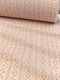 Хлопколен Цифр.печать "Нити флоры" (на суровом), цв.розово-сиреневый, ш.1.4м, лен-10%, хл-90%, 125гр/м.кв