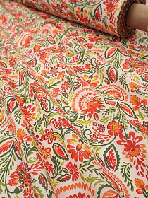 Ситец "Сказочное цветение" цв.оранжевый, ш.0.8м, хлопок-100%, 85гр/м.кв