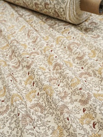 Хлопколен с вареным эффектом "Цветочки - веерочки", ш.2.5м, хл-92%, лен-8%, 110гр/м.кв