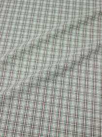 Вареный (стираный) хлопок "Клетка" цв.серо-мятная дымка с коричневым, ш.2.5м, хл-100%, 125гр/м.кв