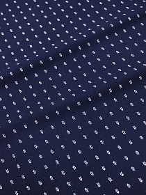 Теплый хлопок "Мелкие белые веточки" цв.чернильно-синий, ш.1.5м, хлопок-100%, 160гр/м.кв