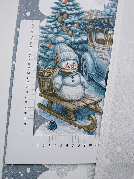 Дорожка "Снежные друзья" цв.серый, ш.0.5м, хлопок-100%, 225гр/м.кв, раппорт 63см