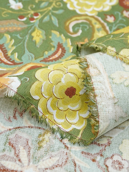 Сатин "Турецкий мотив" цв.кленово-зеленый, ш.2.5м, хлопок-100%, 120гр/м.кв