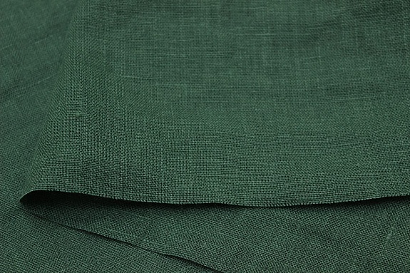 Лен костюмный с эффектом мятости цв.Хвойно-зеленый, ш.1.45м, лен-100%, 190гр/м.кв