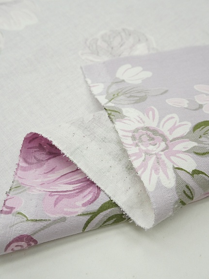 Сатин "Сливовые розы на сиреневой дымке", ГОСТ, ш.2.2м, хл-100%, 130гр/м.кв