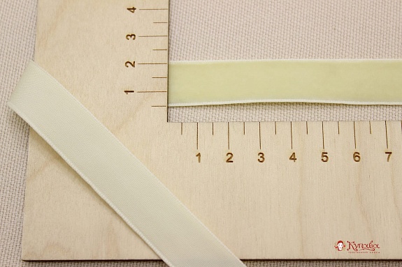 Лента бархатная цв.Кремовый, ш.16мм, полиэстер-100%