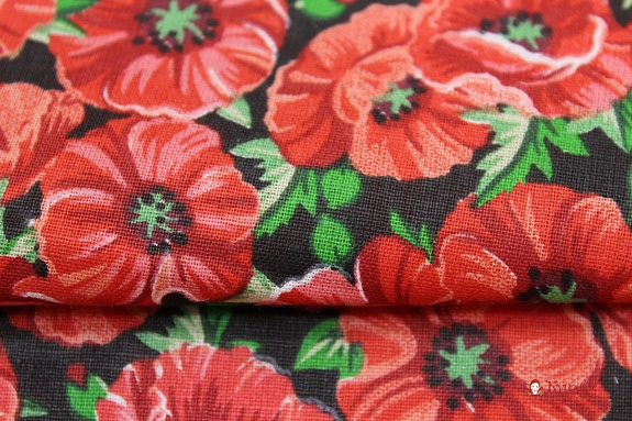 Бязь "Маки", ш.1.5м, хлопок-100%, 140гр/м.кв