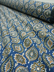 Импорт. хлопок "Восточные арабески" цв.синий, ш.1.45м, хлопок-100%, 100гр/м.кв