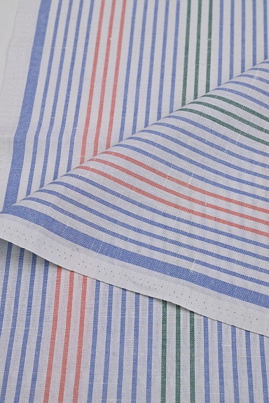 Холст полотенечный "Полоска" цв.синий/красный/зеленый, ш.0.5м, лен-30%, хлопок-70%, 140гр/м.кв