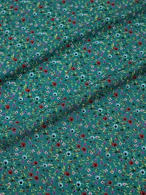 Штапель Премиум "Цветочная мириада" цв.темно-изумрудный, ВИД2, ш.1.45м, вискоза-100%, 110гр/м.кв