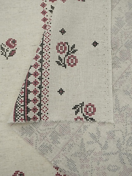 Полулен "Народная вышивка" (на суровом), ш.1.5м, лен-30%, хлопок-70%, 147гр/м.кв