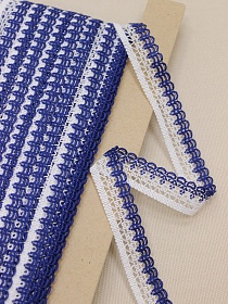 Кружево цв.белый/васильковый с фиолетовым оттенком, ш.20мм, хлопок-88%, п/э-12%