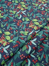 Рогожка "Осенняя ягодка" цв.синий, ш.1.5м, хлопок-100%, 180гр/м.кв