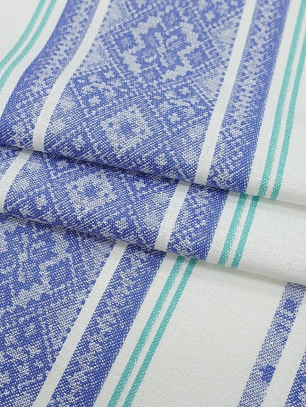 Холст полотенечный жаккард "Вышивка" цв.джинсовый, ш.0.5м, лен-30%, хл-70%, 210гр/м.кв