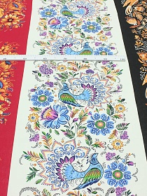 Мерный лоскут (ткань в отрезах) Рогожка "Народные мотивы", ш.1.5м, хлопок-100%, 180гр/м.кв, раппорт 63см