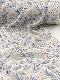 Штапель "Веточки-перышки" цв.фиолетовый, ш.1.45м, вискоза-100%, 90гр/м.кв