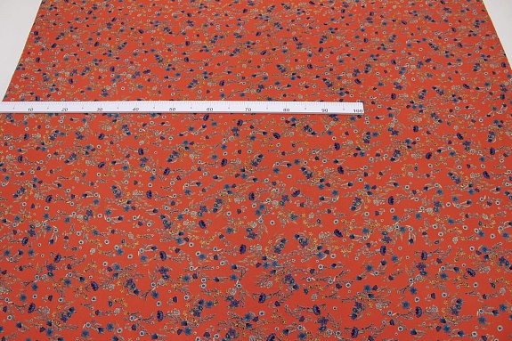 Штапель Премиум "Ариадна" цв.ярко-оранжевый терракот, ш.1.45м, вискоза-100%, 120гр/м.кв