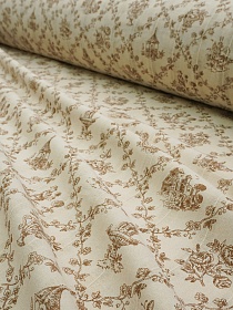 Фактурный хлопок с мережкой-полосой "Летний прованс" цв.коричневый, ш.1.45м, хл-100%, 90гр/м.кв