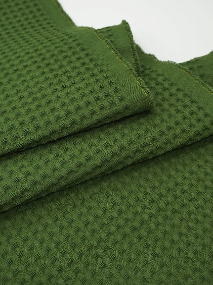 Вафельное премиум-полотно "Italy" цв.Травяной, ш.1.5м, хлопок-100%, 240гр/м.кв