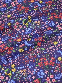 Ситец "Полевые цветочки на фиолетово-чернильном", ш.0.8м, хлопок-100%, 100гр/м.кв