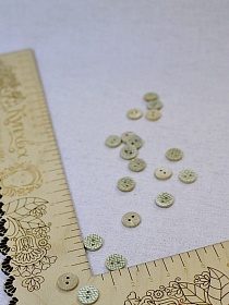 Пуговица кокос - зеленая сетка, 12мм, 2 отверстия