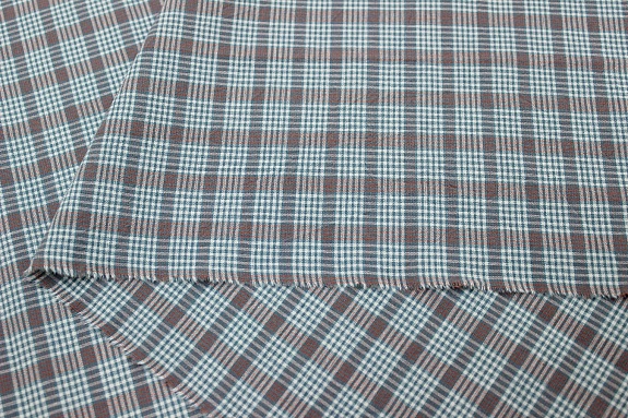 Вареный (стираный) хлопок "Клетка-сеточка" цв.сине-зеленая дымка, ш.2.5м, хл-100%, 115гр/м.кв