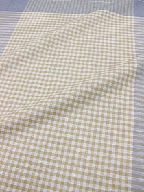 Полулен крой полотен. холста "Клетка" цв.бежевый/голубой джинс, ш.1.6м, лен-51%, хл-49%, рап.78см