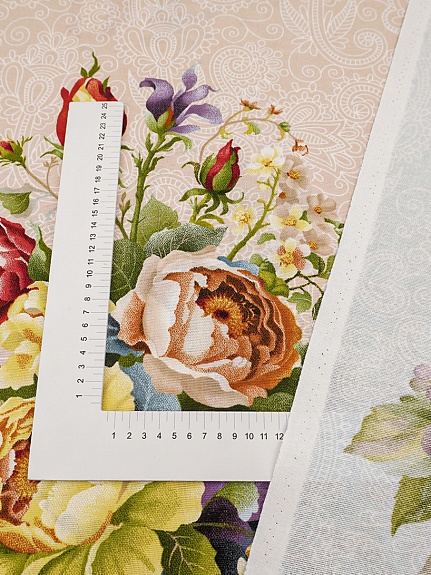 Рогожка "Садовый букет", ш.1.5м, хлопок-100%, 165гр/м.кв, раппорт 64см