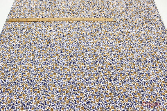 Штапель Премиум "Сказочные цветочки" цв.синий, ш.1.44м, вискоза-100%, 117гр/м.кв