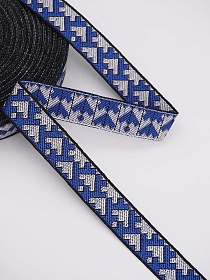 Жак.лента 18мм Синий/серый оберег на черном