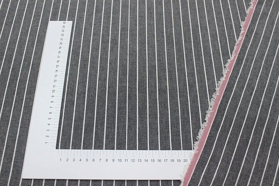 Вареный (стираный) хлопок "Белая полоска (2мм) на черном меланже", ш.2.5м, хл-100%, 125гр/м.кв