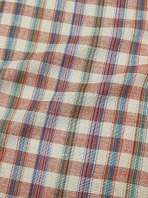 Холст полотенечный "Клетка меланж" цв.красный/суровый, ш.0.5м, лен-40%, хлопок-60%, 200гр/м.кв