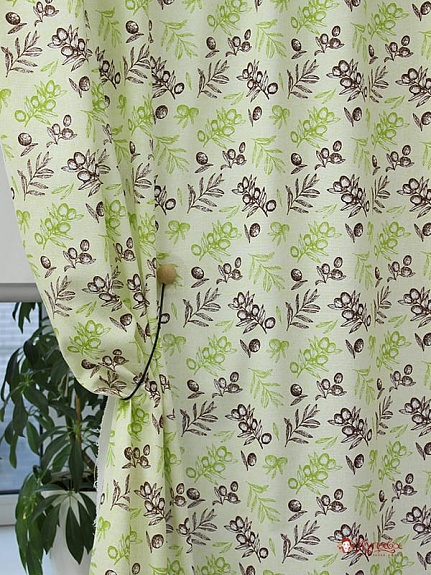 Рогожка "Коричневые/салатовые оливки", ш.1.50м, хлопок-100%, 165гр/м.кв