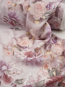 Штапель Премиум "Облачный розарий" цв.св.лавандовый, ш.1.45м, вискоза-100%, 110гр/м.кв