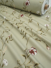 Интерьерный хлопок "Вьющийся шепот" цв.фисташково-бежевый, ш.1.5м, хлопок-100%, 260гр/м.кв