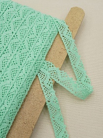 БРАК (цена снижена) Кружево хлопок-90%, п/э-10%, 20мм, цв.яркая мята