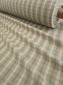 Вареный (стираный) хлопок "Тройная клетка" цв.сухая трава, ш.2.5м, хл-100%, 110гр/м.кв