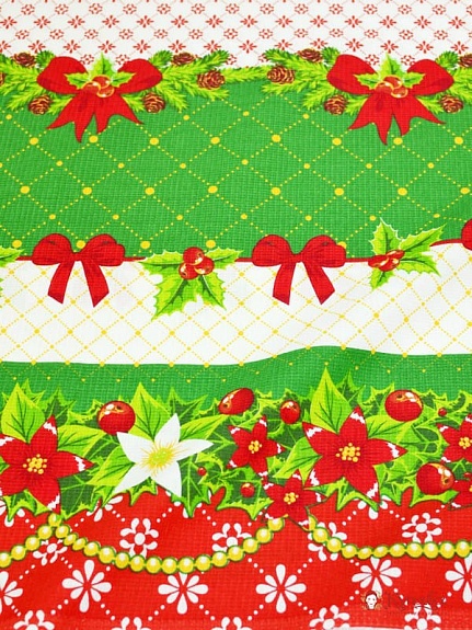 Вафельная ткань "Новый год (цв.красный)", хлопок-100%, шир-1.5 м