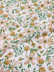 Мерный лоскут ( ткань в отрезах) Штапель "Цветочное благоухание" цв.белый, ш.1.43м, вискоза-100%, 90гр/м.кв