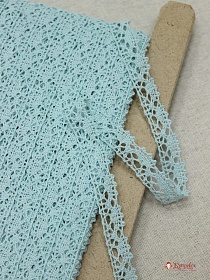 Кружево цв.нежно-бирюзовый, ш.15мм, хлопок-90%, п/э-10%, рис.016/19